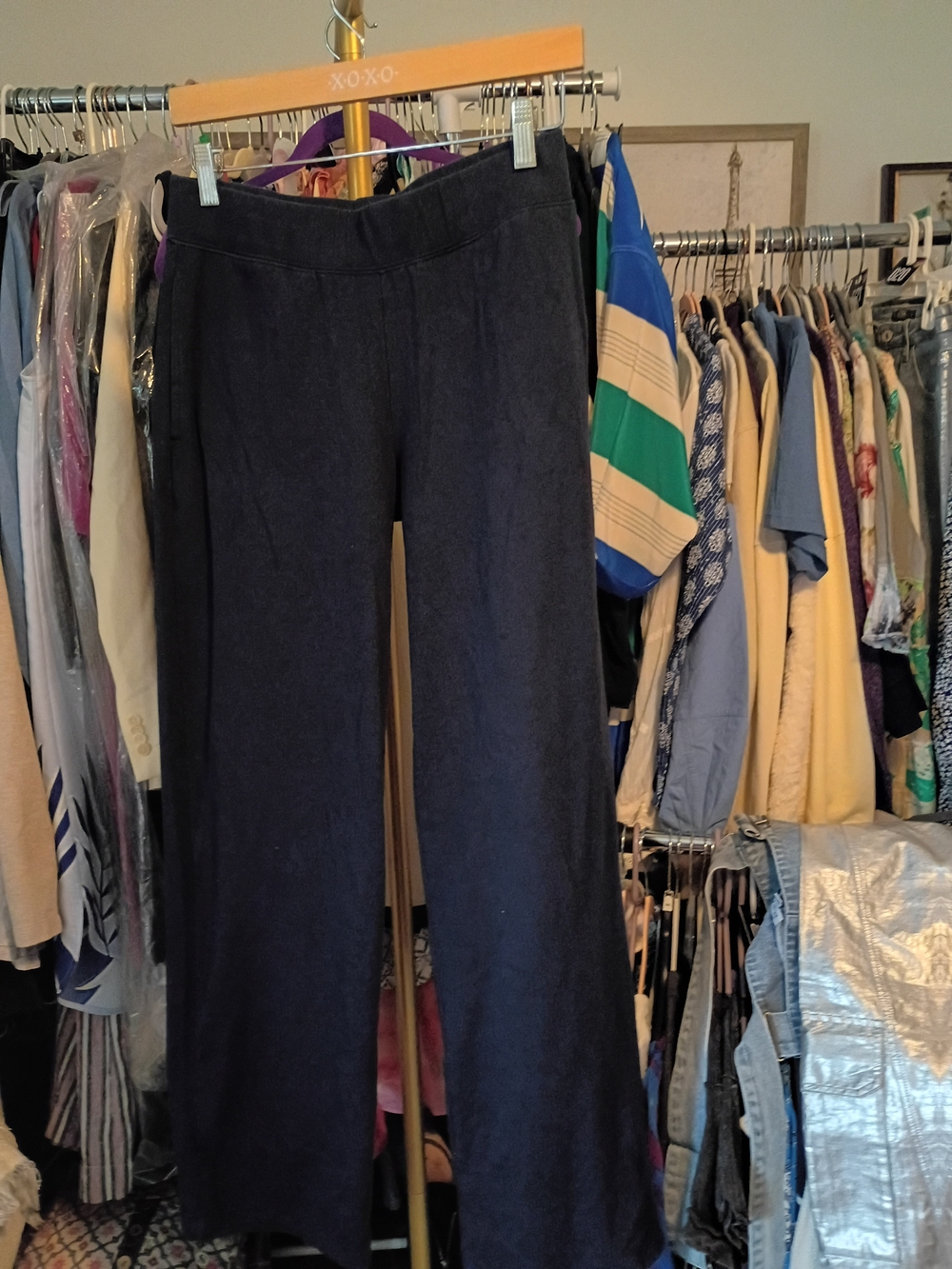 Laura Scott Dark Navy Wide-Leg Pull-On Pants